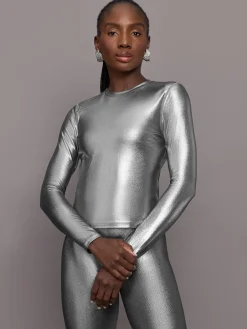 Liquid Metallic Long Sleeve Top