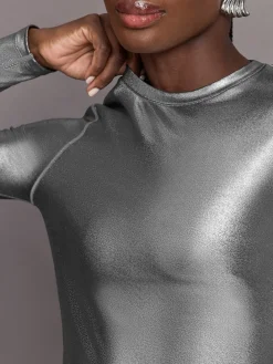 Liquid Metallic Long Sleeve Top