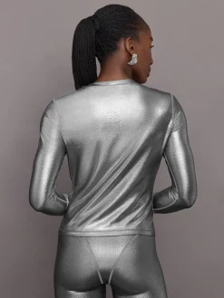 Liquid Metallic Long Sleeve Top
