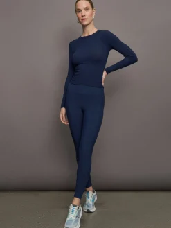 Long Sleeve Ruched Top in Ribbed Jersey