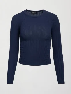 Long Sleeve Ruched Top in Ribbed Jersey