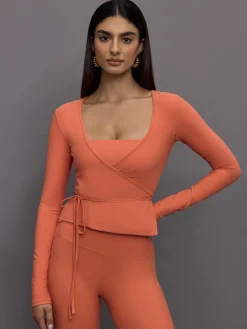 Long Sleeve Tie Top in Melt