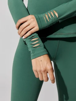 Long Sleeve Top With Slit And Twist Cuff