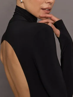 Long Sleeve Turtle Open Back Bodysuit