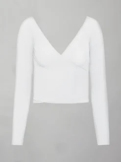 Long Sleeve Wrap Top in Ribbed Jersey