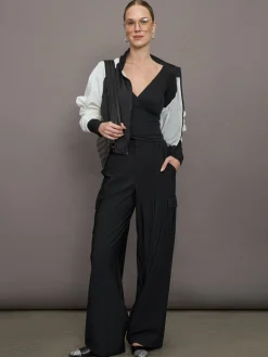 Long Sleeve Wrap Top in Ribbed Jersey