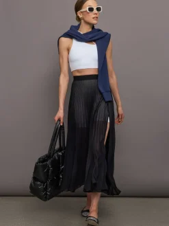 Mesh Pleated Skirt