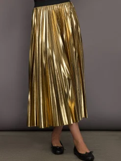 Metallic Pleated Skirt