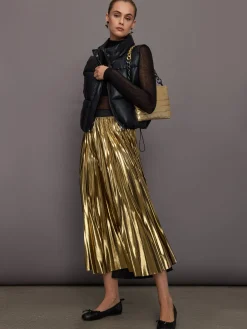 Metallic Pleated Skirt