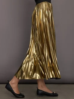 Metallic Pleated Skirt