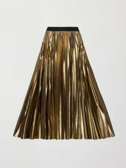 Metallic Pleated Skirt