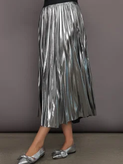 Metallic Pleated Skirt