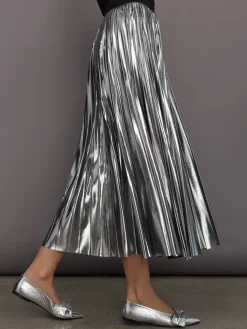 Metallic Pleated Skirt