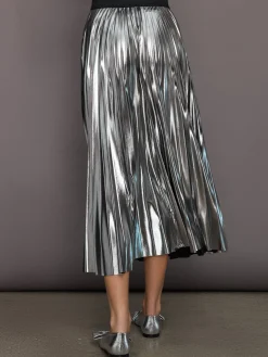 Metallic Pleated Skirt