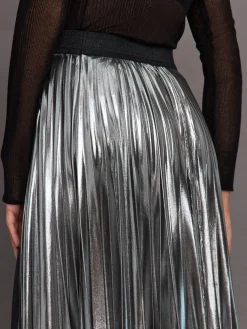 Metallic Pleated Skirt