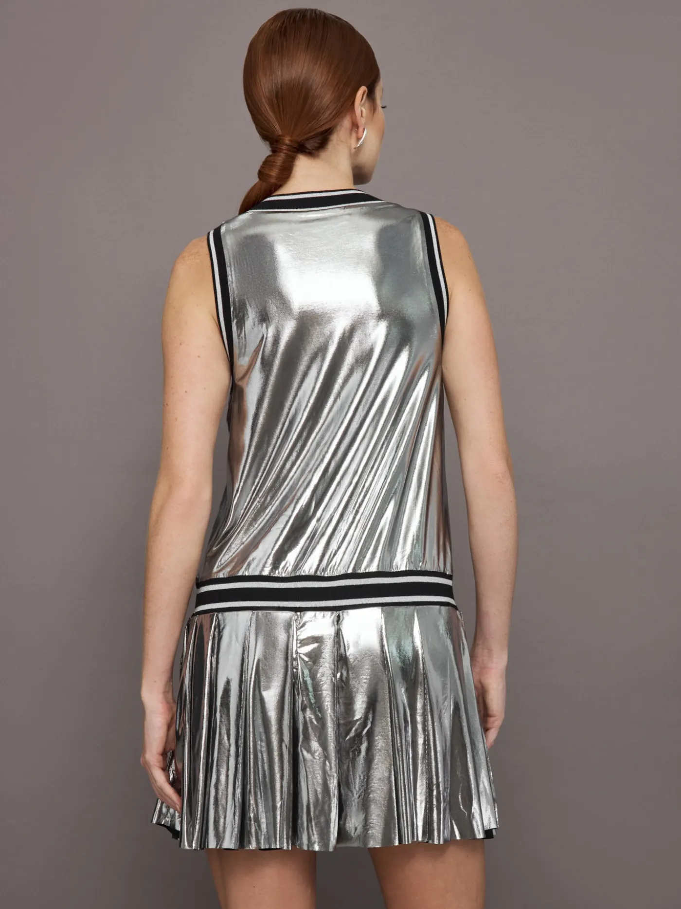 Metallic Pleated Tennis Dress
