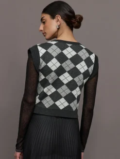 Nomia Plaid Pearly V-Neck Sweater