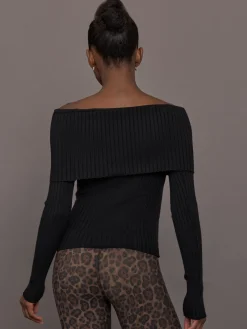 Off Shoulder Fold Over Sweater
