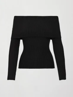 Off Shoulder Fold Over Sweater