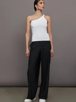 One Shoulder Tank in Ribbed Jersey