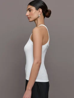 One Shoulder Tank in Ribbed Jersey