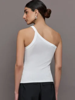 One Shoulder Tank in Ribbed Jersey