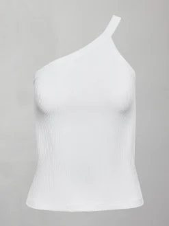 One Shoulder Tank in Ribbed Jersey