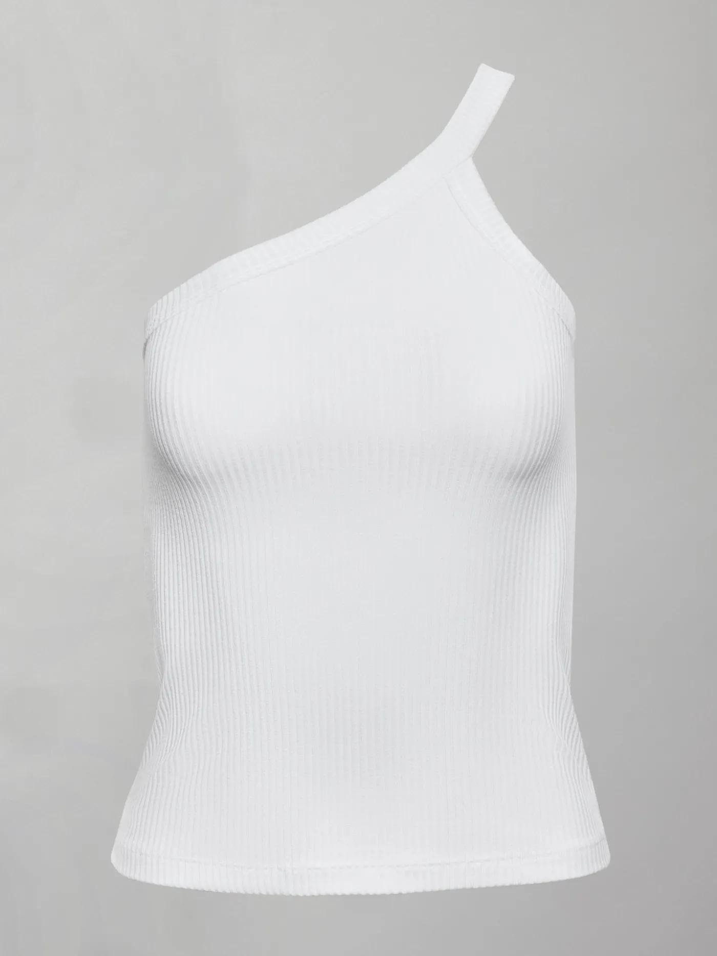 One Shoulder Tank in Ribbed Jersey
