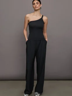 One Shoulder Tank in Ribbed Jersey