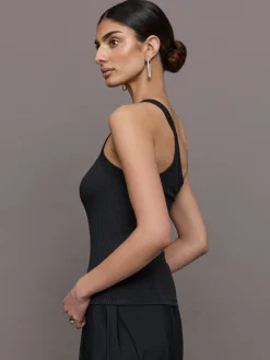 One Shoulder Tank in Ribbed Jersey