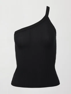 One Shoulder Tank in Ribbed Jersey