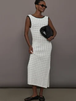 Open Back Knit Crochet Dress