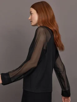 Oversized Raglan Sleeve Hooded Top W Mesh