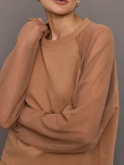 Oversized Raglan Sleeve Top W/ Mesh