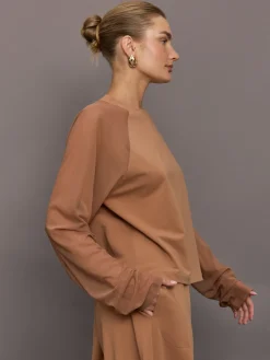 Oversized Raglan Sleeve Top W/ Mesh