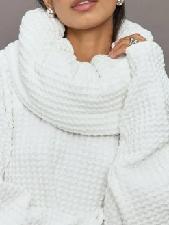 Oversized Raglan Sleeve Top W/ Tube Scarf