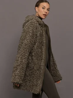 Oversized Raglan Sleeve Zip Front Hooded Jacket