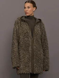 Oversized Raglan Sleeve Zip Front Hooded Jacket