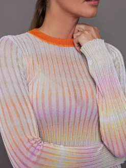 Ribbed crew-neck jumper with contrasting collar