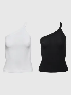 Ribbed Jersey One Shoulder Tank Multipack