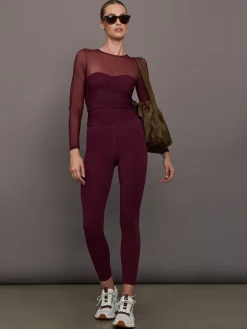 Ruched Mesh Long Sleeve Top in Melt