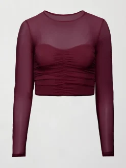 Ruched Mesh Long Sleeve Top in Melt