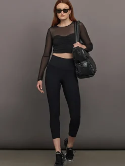 Ruched Mesh Long Sleeve Top in Melt