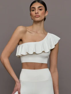 Ruffle One Shoulder Bra in Diamond Compression