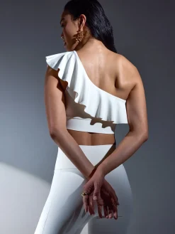 Ruffle One Shoulder Bra in Diamond Compression