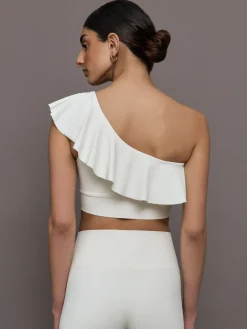 Ruffle One Shoulder Bra in Diamond Compression