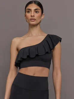 Ruffle One Shoulder Bra in Diamond Compression