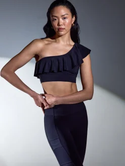 Ruffle One Shoulder Bra in Diamond Compression