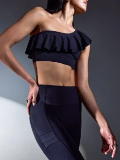 Ruffle One Shoulder Bra in Diamond Compression