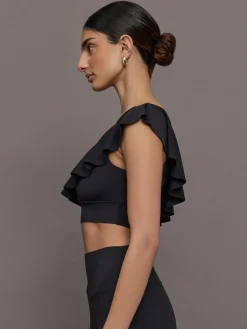Ruffle One Shoulder Bra in Diamond Compression